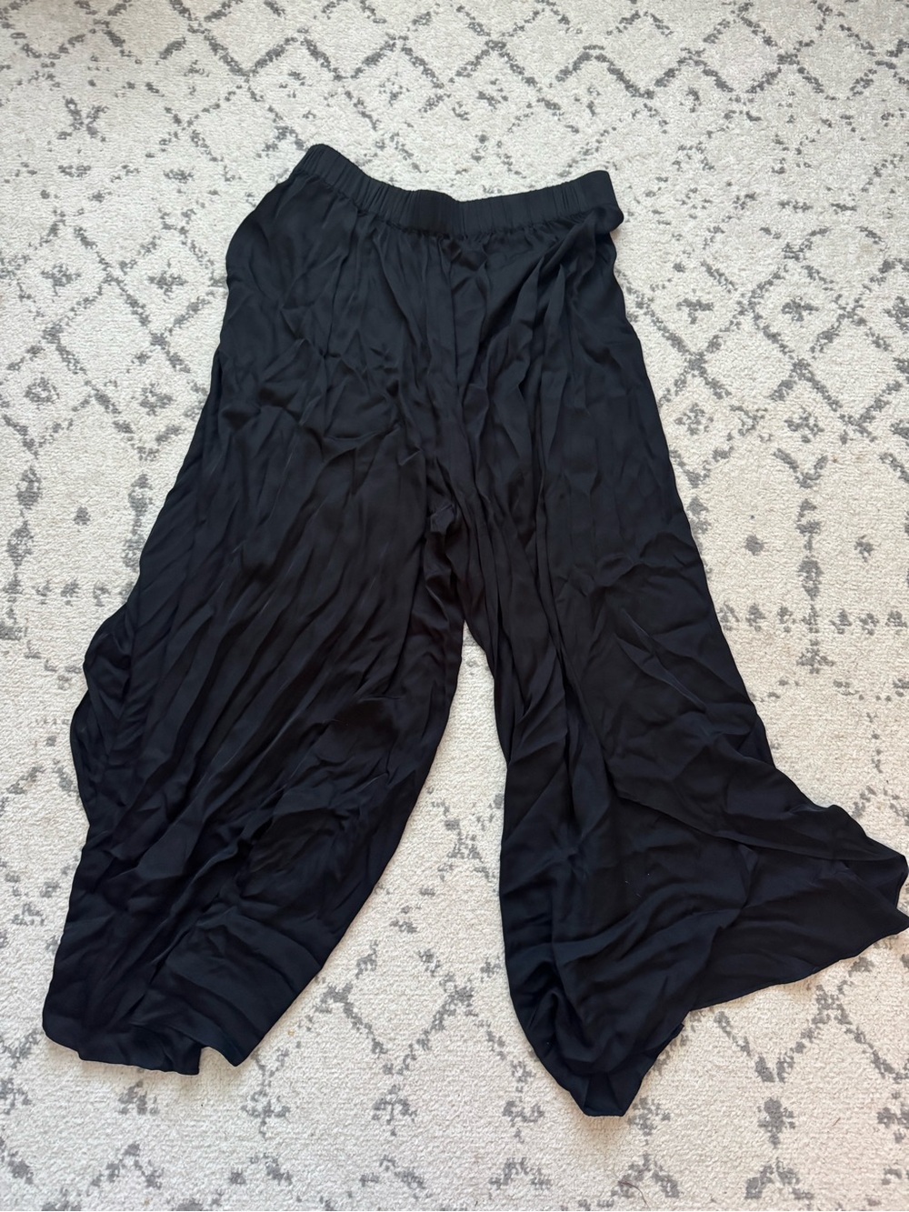 Quince Black Washable Stretch Silk Palazzo Pants